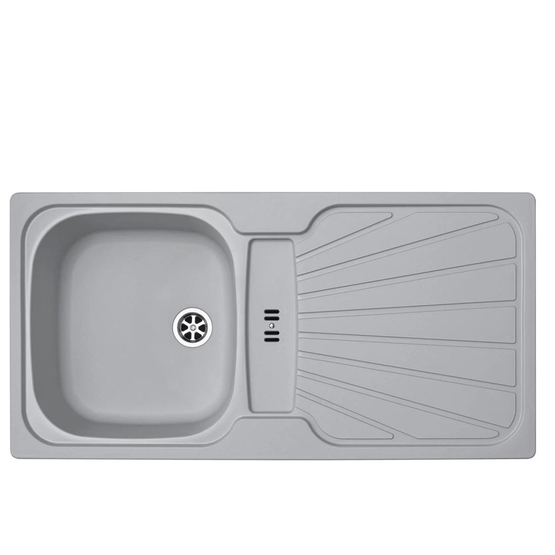 Luquicina LC5LG – Fregadero de cocina reversible de 1,0 senos con desagüe, encastrable, color gris claro 
