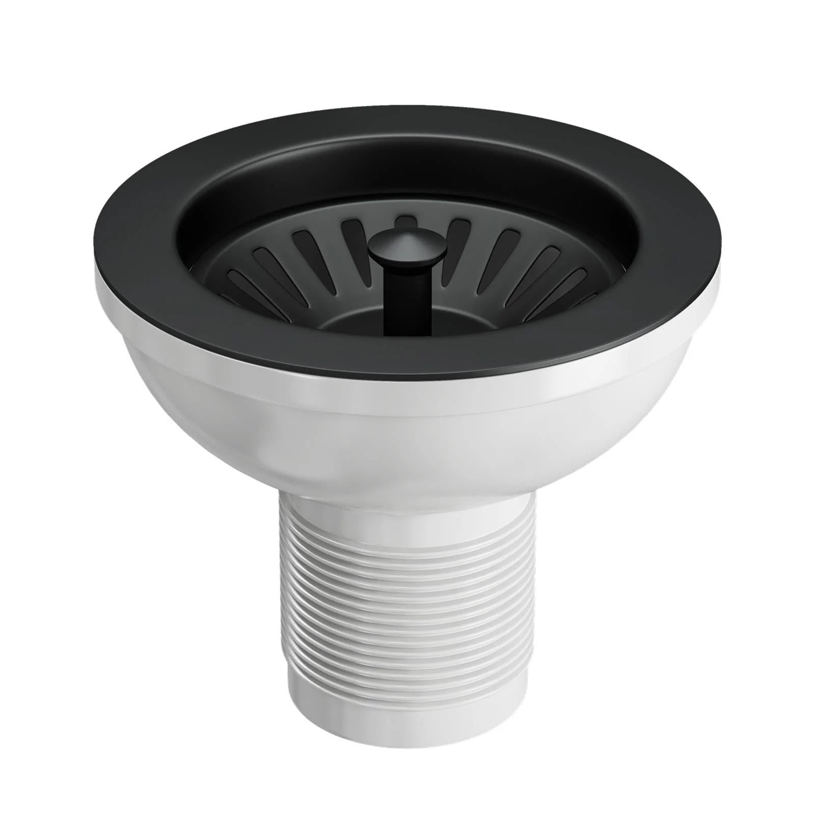 Luquicina LED1MB – Cesta de desagüe para fregadero de cocina de acero inoxidable negro mate 