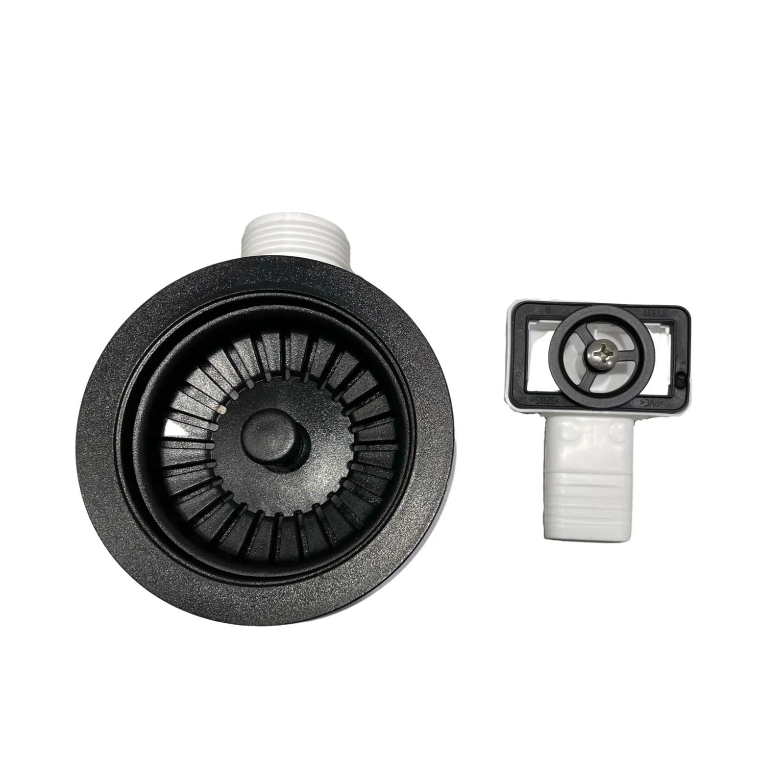 Luquicina LED4MB – Cesta de desagüe para fregadero de cocina, color negro mate, con rebosadero