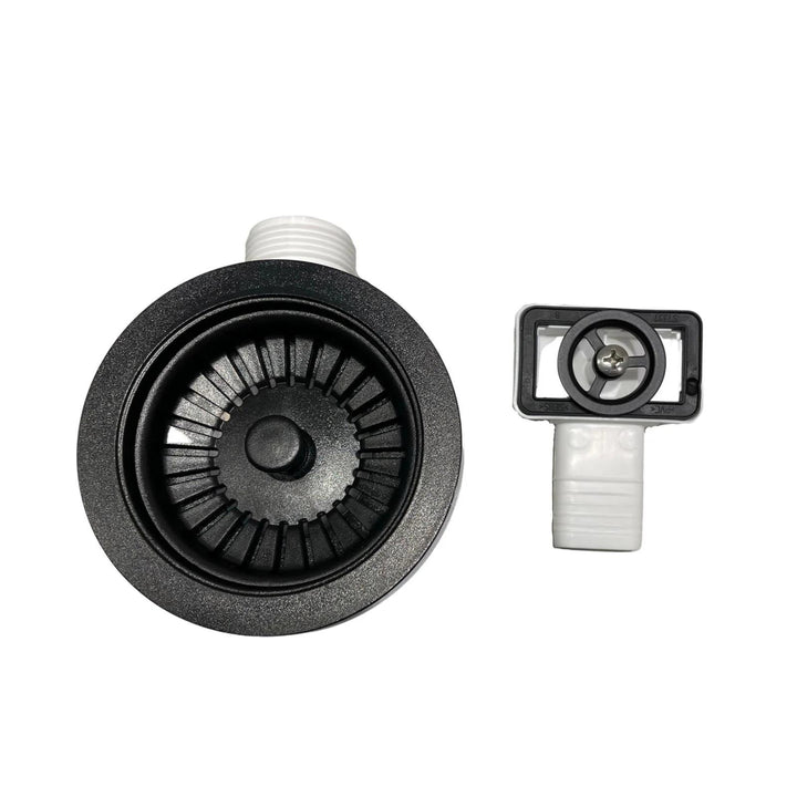 Luquicina LED4MB – Cesta de desagüe para fregadero de cocina, color negro mate, con rebosadero