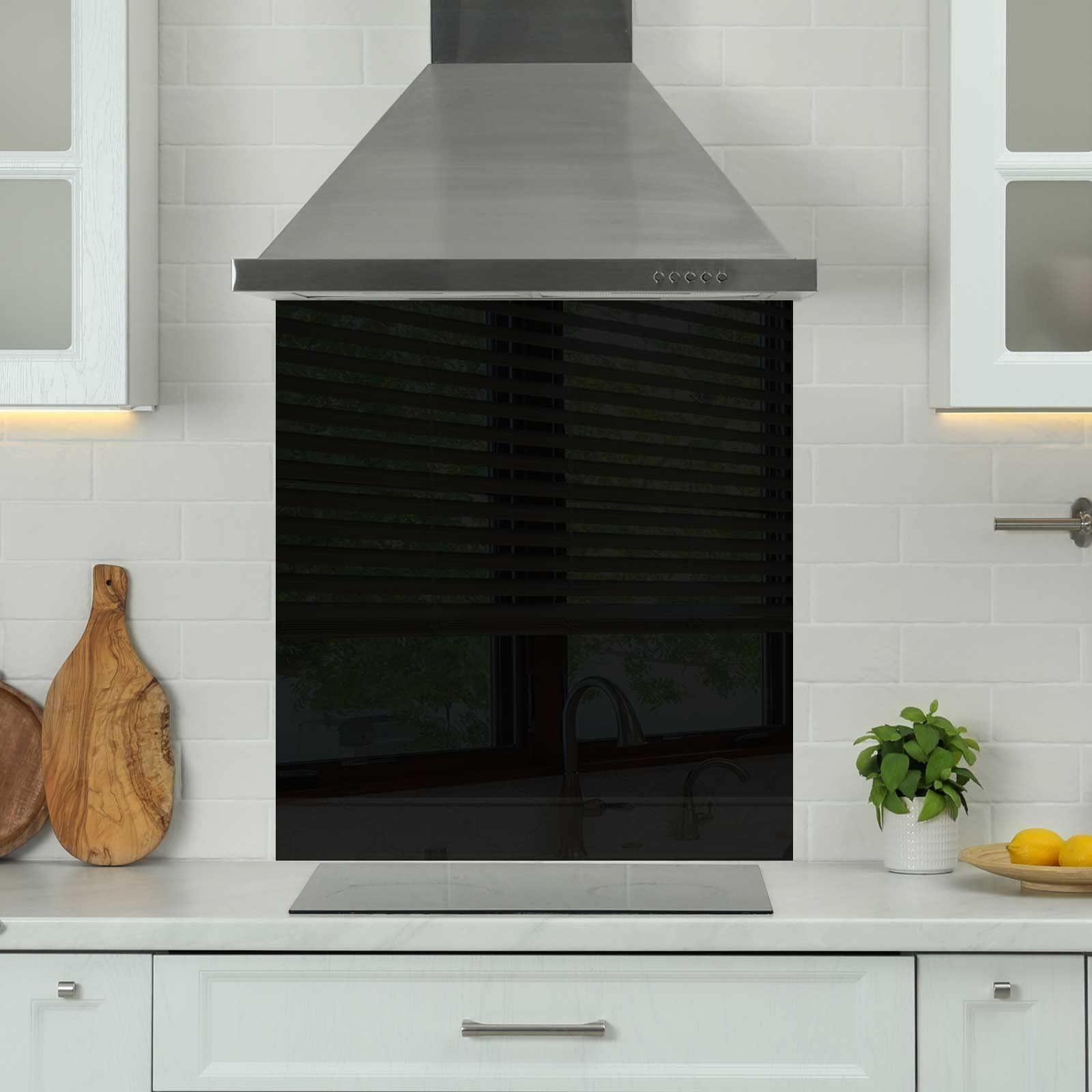 Luquicina LUQ900750BL - Revestimiento para salpicadero de cocina de vidrio premium de 6 mm, color negro, 90 cm, bordes pulidos y templados 