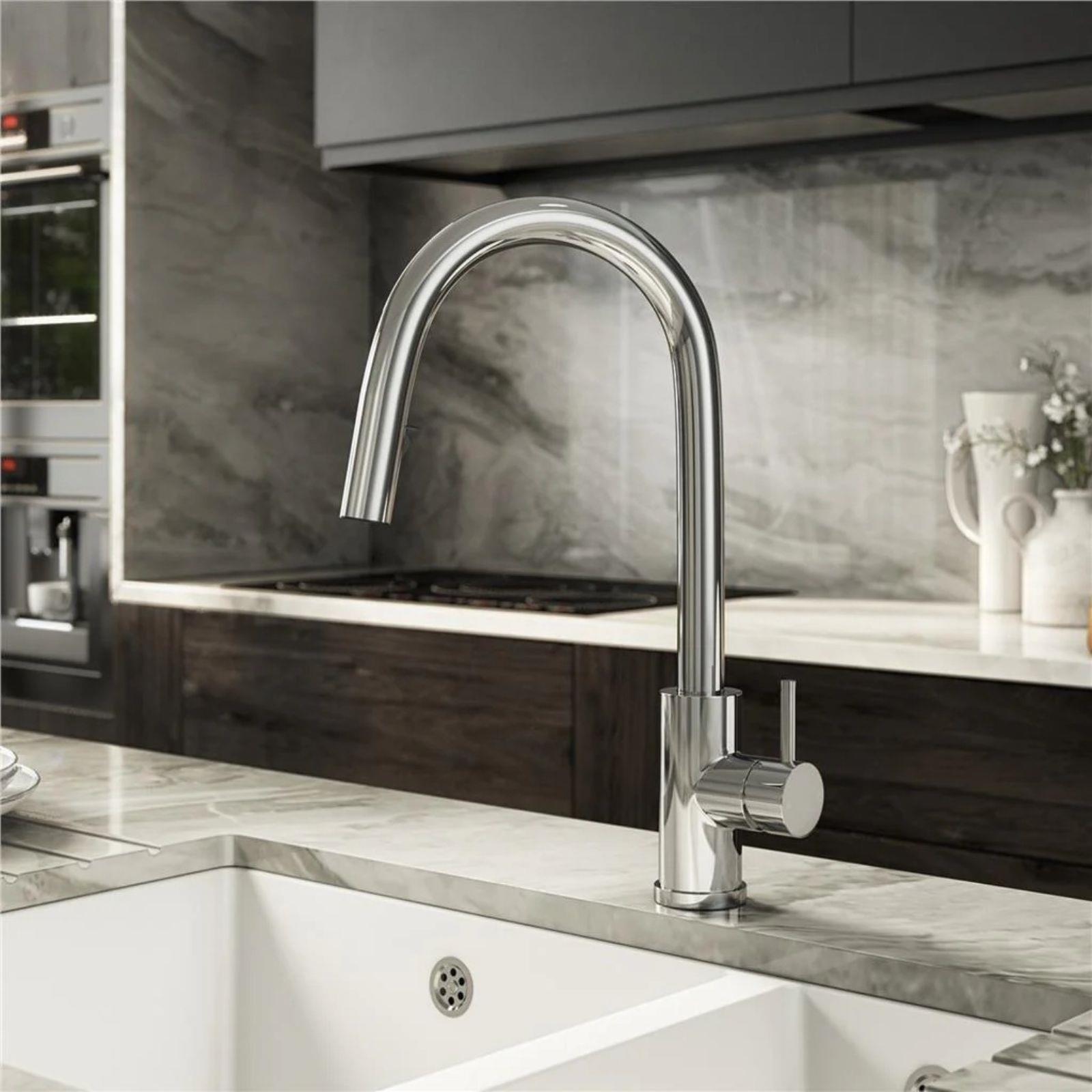 Luquicina LE11CH – Grifo monomando extraíble para cocina, cromado 